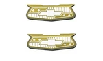 1957 Chevy Aluminum Gold Crest Quarter Panel Emblems. Fixed Price $49.95.