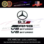 Gtc Amg V8 Biturbo Star Emblem Red Black Badge Combo Set For Mercedes C190 R190. Fixed Price $157.88.