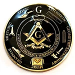 Seven Liberal Arts Round Masonic Auto Emblem - Black & GOLD3'' Diameter. Fixed Price $13.00.