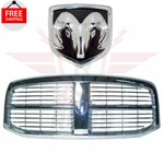New Front Grille Chrome & Oem Emblem 2PC Fits 2006-2009 Dodge Ram 1500 2500 3500. Fixed Price $340.00.