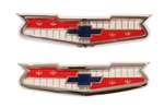Trim Parts Hood And Trunk Emblem Pair For 1956-1960 Bel Impala 150 210 V8. Fixed Price $147.98.