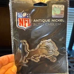 Nfl Detroit Lions Football Auto Emblem Metal Antique Nickel New. Fixed Price $9.00.