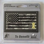 U. S. Flag Camo Chrome Auto Emblem Yellow Ribbon Metal Elektroplate New. Fixed Price $10.19.