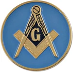 Square & Compass Round Masonic Auto Emblem - Blue Gold 3'' Diameter. Fixed Price $14.84.