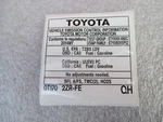 2014 Toyota Corolla Emission Label 11298-0T170 Oem. Fixed Price $18.00.