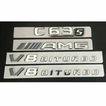 Chrome Trunk Fender Emblems Badges For Mercedes Benz W205 C63S Amg V8 Biturbo. Fixed Price $39.99.