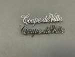 Cadillac Script Emblem "coupe De Ville" Chrome Matching Pair Vintage 4.25" Long. Fixed Price $38.00.