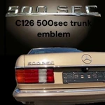 C126 For Mercedes Trunk Emblem Chrome Ref Number: A 1268171015. Fixed Price $70.00.