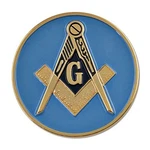 Square & Compass Round Masonic Auto Emblem - Blue Gold 3'' Diameter. Fixed Price $14.29.