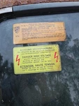 Porsche Danger High Voltage'' Decal 924/944 76-85 477-000-285 477000285. Fixed Price $20.00.