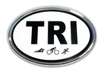 Oval Chrome Metal Auto Emblem Car Truck Bike Gift Swim Cycle Run Triathlon. Fixed Price $12.09.