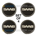 Saab New 9-3 9-5 Black Nevs Wheel Center Caps Set Of Oem 62.5MM 2100004. Fixed Price $65.99.