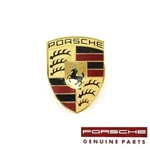 Genuine Porsche Cayenne (08-10) Hood Emblem With Mounting Base Plate 95555960002. Fixed Price $145.00.