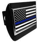 Police Flag Emblem Black All Metal Hitch Cover. Fixed Price $35.95.