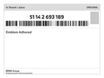 Genuine Bmw Emblem Adhered 51-14-2-693-189 New. Fixed Price $43.26.