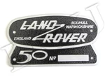 Aluminum Solid Die-cast "land Rover Solihull Warwickshire 50" Badge Nameplate. Fixed Price $110.00.