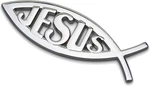 Silver Jesus Fish Emblem Aluminum Alloy Badge Decal For Christian Auto Sticker. Fixed Price $12.99.