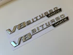 Pair Of V8 Biturbo 4MATIC Side Wing Badge Emblem Silver Chrome For Mercedes Amg. Fixed Price $27.99.