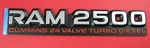 Dodge Ram 2500 Cummins Turbo Diesel Emblem Nameplate Badge Logo Oem 1998 - 2002. Fixed Price $44.95.