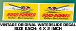 Road-runner Mufflers Shock Vintage Original Waterslide Decal Sticker-racing. Fixed Price $9.50.