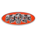United Pacific 10884 Emblem, Chrome, Die Cast Skull, Red. Fixed Price $43.21.