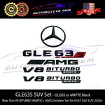 GLE63S Suv Amg V8 Biturbo 4MATIC+ Rear Star Emblem Black Combo Set Mercedes V167. Fixed Price $113.67.