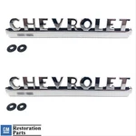 Pair Chrome Side Hood Emblems For 1947-1952 Chevy Pickup Truck. Fixed Price $64.99.