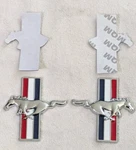 Two (2) Nos Ford Mustang Mach 1 (?) * Emblem Red White Blue With Adhesive. Fixed Price $17.00.