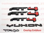 Overlay Matte Black Red Door Rear AT4 Yukon Emblems 2021-2025 Gmc Xl. Fixed Price $60.99.