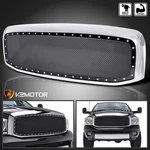 Fits 2006-2008 Dodge Ram 1500 2500 3500 Chrome Rivet Style Mesh Grille+shell. Fixed Price $182.38.