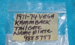 Oem Chevrolet Vega Kammback 1971-74 Emblem Badge #9885757 Gm. Fixed Price $26.00.