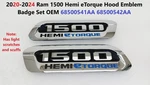 2020-2024 Ram 1500 Hemi Etorque Hood Emblem Badge Set Oem 68500541AA 68500542AA. Fixed Price $38.00.