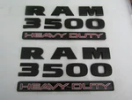Dodge Ram 3500 Heavy Duty Black Front Fender Emblems Set Both Sides New Pair Blk. Fixed Price $44.99.