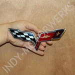 C6 Corvette Crossed Metal Magnet Emblem Art 05-13 Size: 6" X 2.5" Crossflag. Fixed Price $19.95.