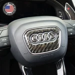 Audi Q3 Q5 Q7 Q8 3D Carbon Fiber Steering Wheel Logo Badge Emblem Sticker. Fixed Price $24.99.