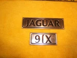 Jaguar 1988 S3 Rear Deck Lid Silver / Black Metal Oem Set Of 2 EMBLEMS,XJ6. Fixed Price $58.00.