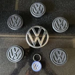 Genuine 1980S Vw Car Emblem Badge 165853601/601A, Center Caps, Key Chain Ring. Fixed Price $39.05.