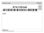 Genuine Bmw Label 51-14-7-219-540 New. Fixed Price $45.33.