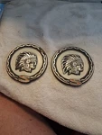 1970'S Vintage Jeep Cherokee Indian Head Front Fender Emblem Pair Original Amc. Fixed Price $100.00.
