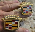 (2) Gold 89 - 93 Cadillac Roof Pillar Illuminated Emblems Gm 20732770 5977204. Fixed Price $650.00.