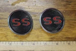 2 Oem 1964 Chevy Ss Black / Red Chrome Emblems Disk Badge Pair 4407181 3843986. Fixed Price $64.95.