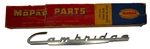 New Old Stock Plymouth Cambridge Fender Nameplate For 1951-53 Models #1456525. Fixed Price $75.00.