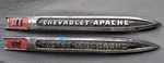 Pair 1959 Chevy 3100 Apache Truck Fender Emblems 3753097 & 3753098. Fixed Price $400.00.