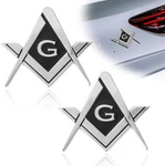 2PCS Masonic Car Emblem 2.75" Compass Auto Truck Metal Decal, Silver. Fixed Price $9.82.