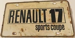 Vintage Renault 17 License Plate French Coupe Electric Car 1971 1972 1973 1974. Fixed Price $29.99.
