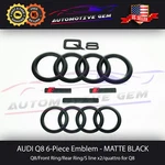 Audi Q8 Emblem Matte Black Grille & Trunk Ring S Line Quattro Logo Badge Kit. Fixed Price $133.32.