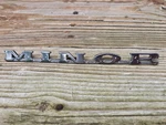 Vintage Used Chrome Metal Morris Minor Exterior Badge Emblem 3 Pin. Fixed Price $35.00.