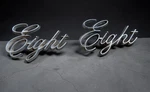 1971-1975 Oldsmobile 98 Twin "eight" Emblems 3-3/8"" Oem Script Badge Qty 2. Fixed Price $21.95.