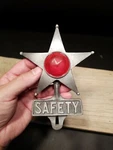 Antique Vintage Style Cast Aluminum Safety Star Car License Plate Fob Topper. Fixed Price $30.00.