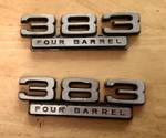 Set Of Vintage Dodge Mopar 383 Four Barrel Metal Fender Emblems 2579804. Fixed Price $75.00.